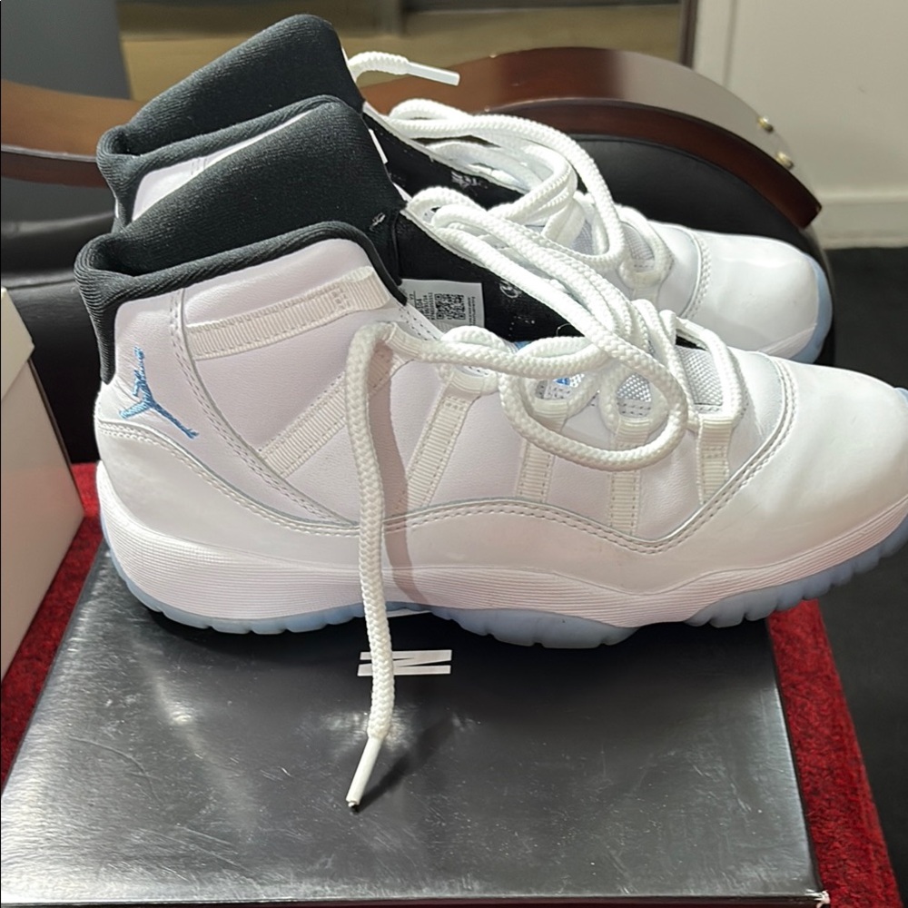 Jordan White and Black Sneakers with Glossy Finish
